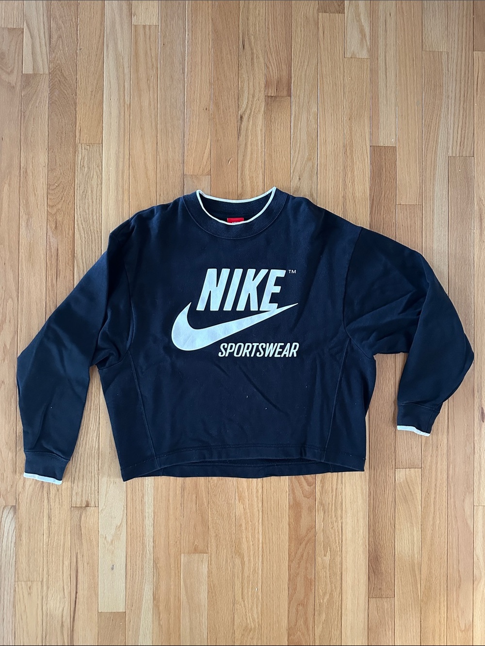 Nike Black Crewneck Sweatshirt with White NIKE Swoosh